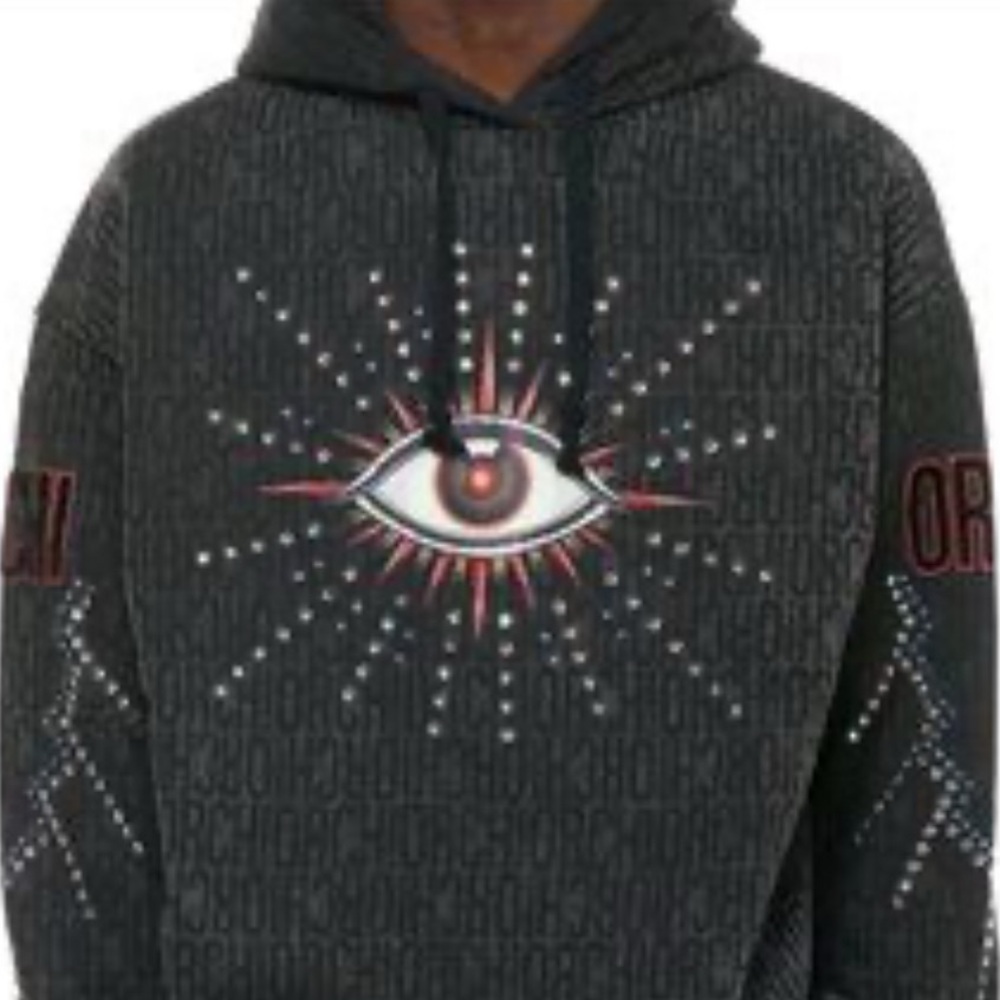 ORCHI black Swarovski crystal embellished eyeball hoody Small